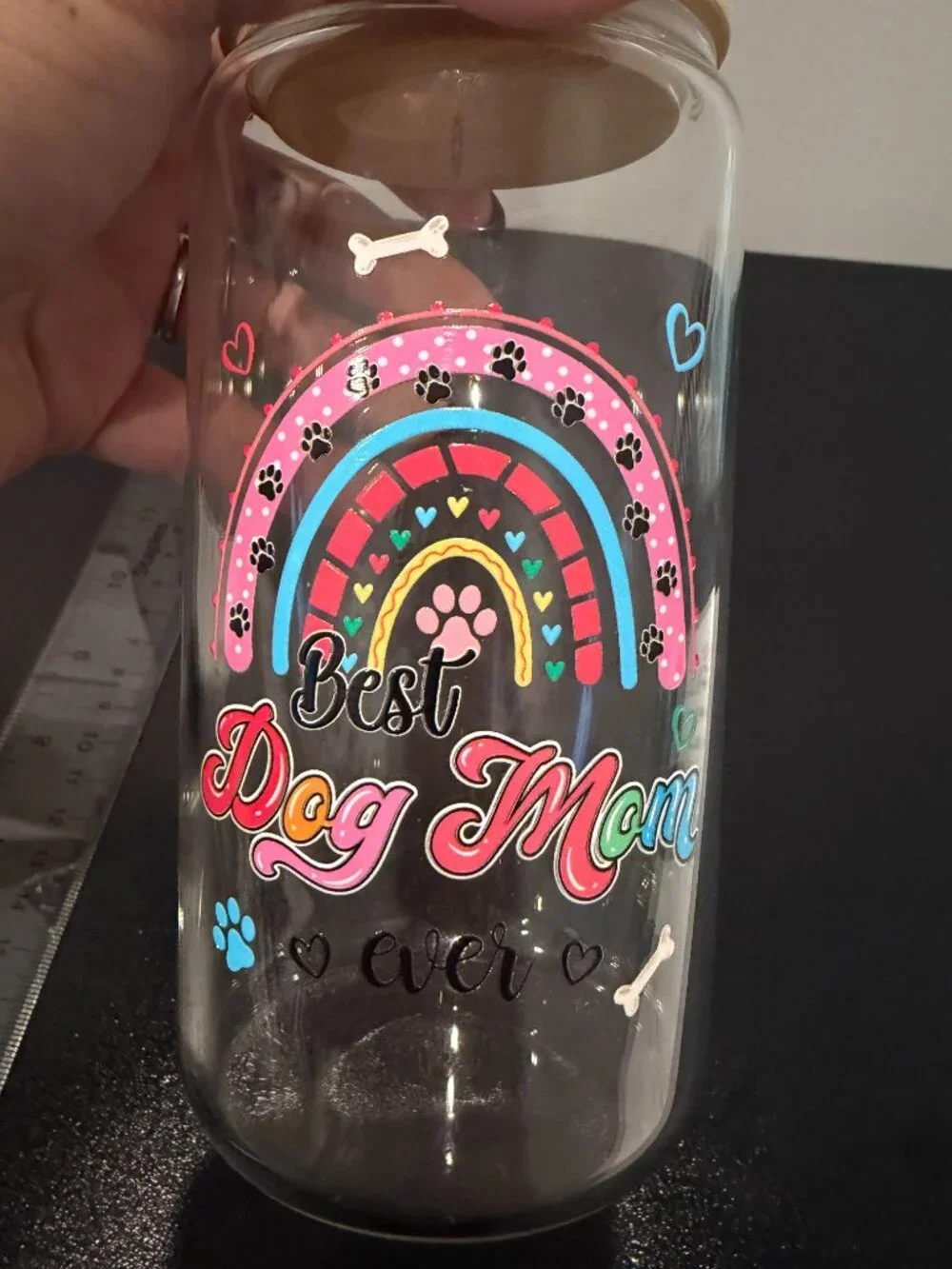 Best Dog Mom Ever 16 Oz Glass Dog Mom Gifts for Women, Mother's Day Dog Mom Gift